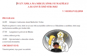 Mikuláš a rozsvěcení stromku 9.12.2018